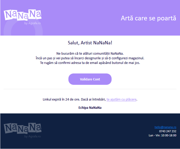 Mail validare cont